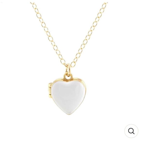 NEW Kris Nations 18K Gold Vermeil White Enamel Heart Locket - Picture 1 of 3